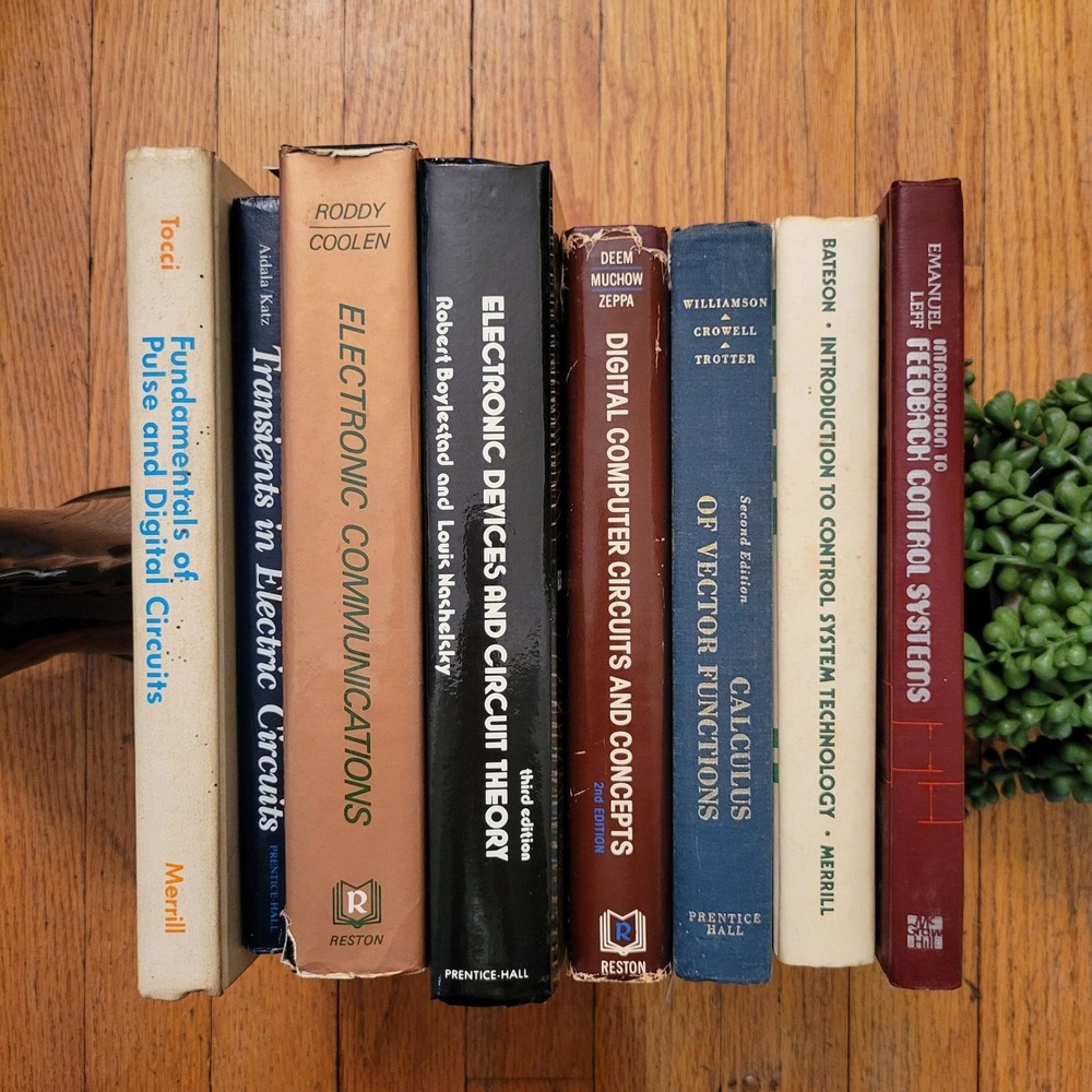 8 Vintage Engineering Textbook Lot Electronics Circuit Theory Control Systems‎